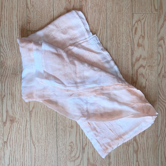 3/$20 Peach White Plaid Large Scarf Silver - Picture 2 of 3